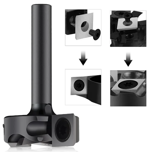 Vista 3 de SpeTool CNC Spoilborad Surfaing Router Bit 1" Diámetro de corte 2+2 Flautas con 1/4" Shank Router Planificación Dado Limpieza Cepilladora Bit