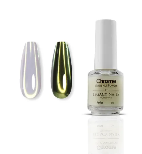 Vista 13 de LEGACY NAILS Polvo líquido profesional para uñas CROMADO - ALANA 0.2 fl oz - Revela la magia de los efectos iridiscentes, nacarados y metálicos - Di