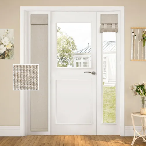 Vista 11 de HOMEIDEAS Cortinas opacas de lino con luz lateral para puerta delantera, cortinas de ventana de puerta lateral, ventana pequeña, decoración moderna