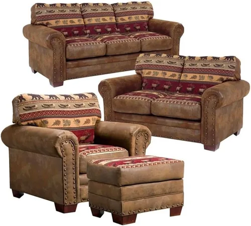 Vista 10 de American Furniture Classics Wild Horses - Juego de sofá de microfibra de 4 piezas, color marrón Tapiz de caballos salvajes