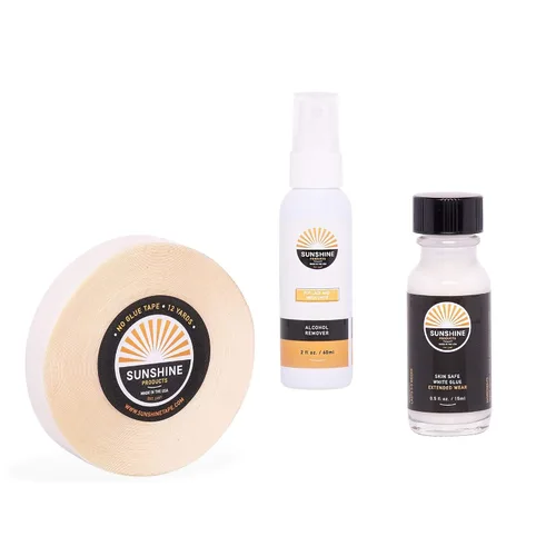 Vista 4 de Kit de reemplazo de cabello - Cinta 1522 rollo de 1/2 pulgada x 12 yardas, pegamento blanco para peluca de pegamento extendido, removedor