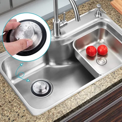 Vista 6 de Tapón para fregadero de cocina, acero inoxidable, borde ancho grande de 3.35 pulgadas de diámetro, 2 unidades Fengbao