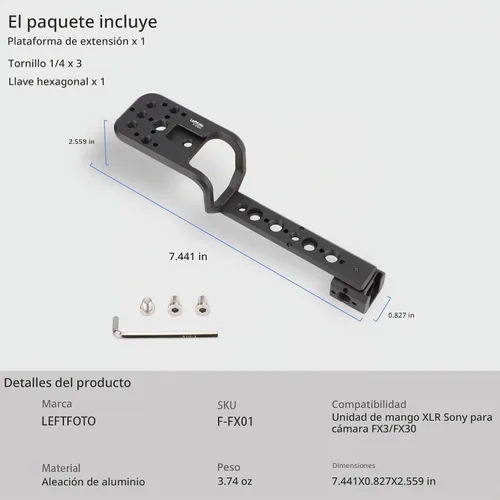 Vista 7 de Leftfoto XLR - Soporte de extensión para Sony FX3/FX30, NATO, Cold Shoe