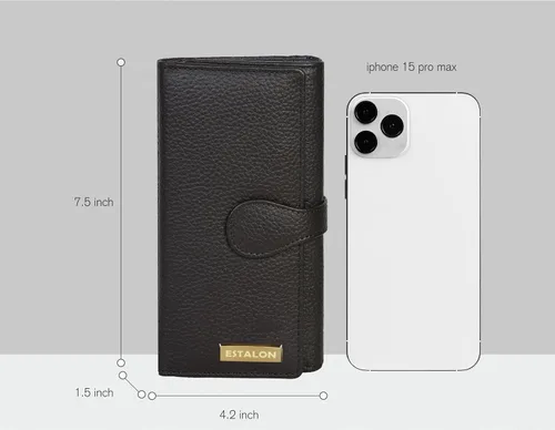 Vista 4 de Carteras de piel con bloqueo RFID, para cheques, con 11 ranuras para tarjetas, para mujer, cartera Rfid