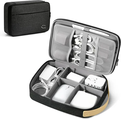 Vista 11 de Travelkin - Organizador de cables de viaje, organizador electrónico de viaje, bolsa organizadora de cables para cables, cargadores de teléfono, Negro