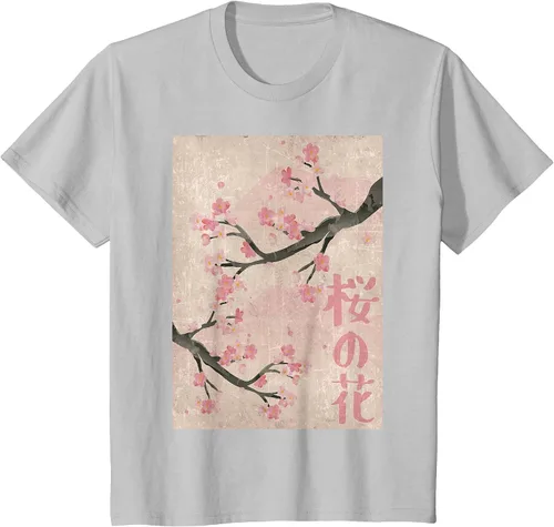 Vista 63 de Cherry Blossom Japanese Vintage Woodblock Japan Pink Sakura T-Shirt Asphalt Grey