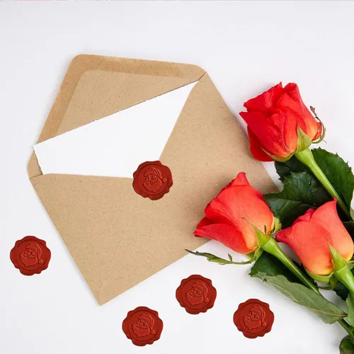 Vista 6 de CRASPIRE 50 calcomanías de sello de cera de Navidad, sello autoadhesivo de Papá Noel para sobres rojos, invitaciones de boda, tarjetas