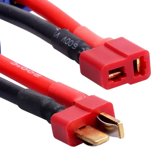 Vista 6 de Yowoo - 2 pares de enchufe en T a EC5 macho hembra adaptador de conector RC con 12awg 1.96 pulgadas cable para RC FPV vehículo Power Wire Lipo