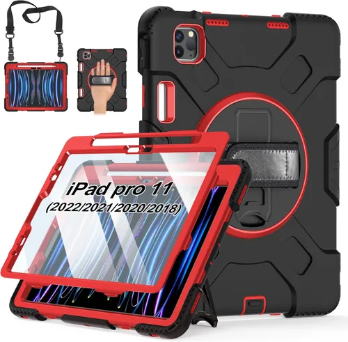 Vista 19 de Funda para iPad Pro de 11 pulgadas (2022/2021/2020/2018): Funda de silicona para iPad 11 (4ª/3ª/2ª/1ª) generación con protector de pantalla, Negro