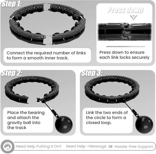 Vista 8 de Weighted Infinity Exercise Hoop - 64in 30 Links Smart Hoop for Adult Weight Loss, Plus Size Low-Impact Fitness Hoop for Beginners & Women