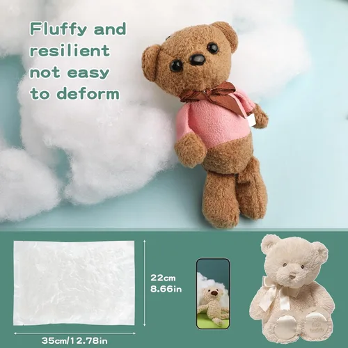 Vista 4 de Jmuiiu Relleno de poliéster de 1.8 onzas, Relleno de fibra de poliéster premium, Fibra de poliéster reciclada, Relleno para animales de peluche