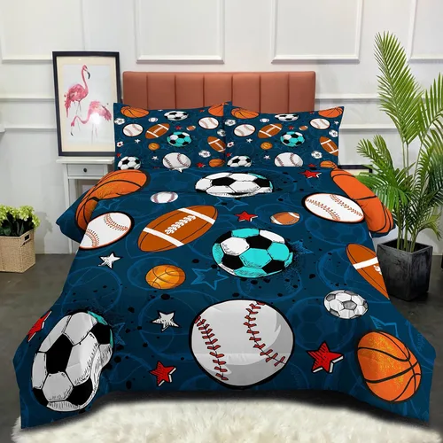 Vista 2 de Tailor Shop - Juegos de edredón deportivos para niños, tamaño completo, ropa de cama deportiva para niños, adolescentes, fútbol, baloncesto