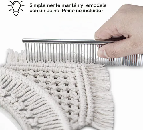 Vista 7 de Flexzion Espejo de pared colgante con flecos de macramé de sol y luna, espejo redondo con flecos de sol, arte bohemio rústico para montar