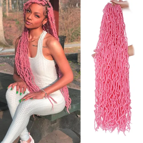 Vista 10 de Leeven Nuevas Trenzas de Ganchillo de Cabello con Locs Falsos Suaves de 24 Pulgadas de Largo Locs de Diosa Desgastados 6 Paquetes Negro Natural