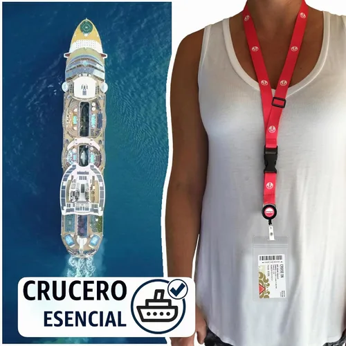 Vista 2 de Cordón de crucero de Cruise On para tarjetas de barco – Paquete de 2 con insignia retráctil y soporte impermeable para tarjetas de llave