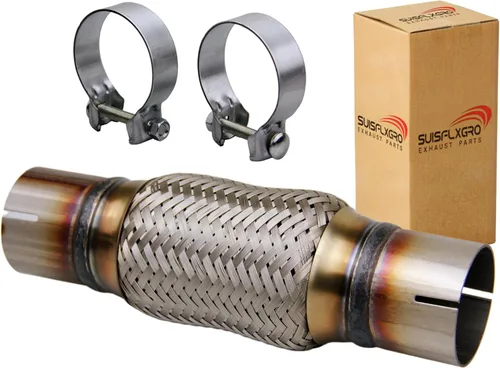 Vista 11 de Tubo Flexible de Escape SUISFLXGRO Universal Tipo 100% Acero Inoxidable Para Carga Pesada y Autos (1 PC, 2X8X12)