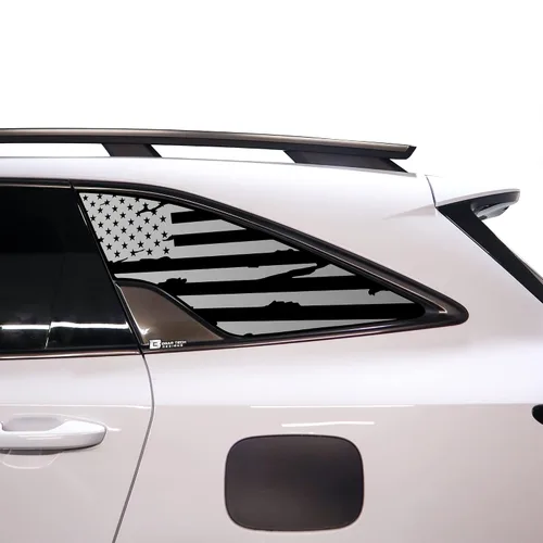Vista 8 de BOGAR TECH DESIGNS Calcomanía de vinilo precortada con la bandera estadounidense de un cuarto de ventana, compatible con Kia Sorento 2021-2025, Negro