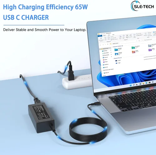 Vista 3 de SLE-TECH Cargador USB C de 65 W para Lenovo ThinkPad X1 T14 E14, yoga, Chromebook (paquete de 2)