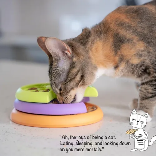 Vista 6 de Catstages Kitty Lickin' Layers - Juguete interactivo para gatos con alimentación lenta, rompecabezas de golosinas, para comida seca o húmeda