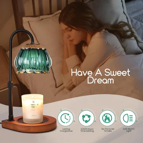 Vista 3 de Lámpara Calentadora de Velas con Temporizador, Lámpara Calentadora de Velas Regulable en Altura Atenuable, Regalo para Mujeres, Pantalla de Vidrio