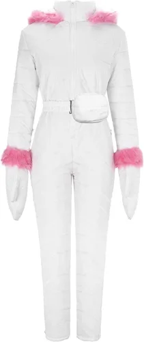 Vista 5 de JUNGE Trajes de nieve para mujer, overol de invierno para esquí, con capucha, para snowboard, esquí, overol impermeable para exteriores, ropa