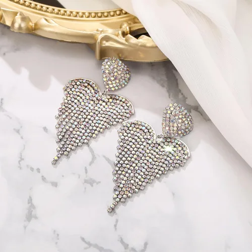 Vista 4 de BriLove Pendientes colgantes para mujer con borlas y flecos de cristal para boda