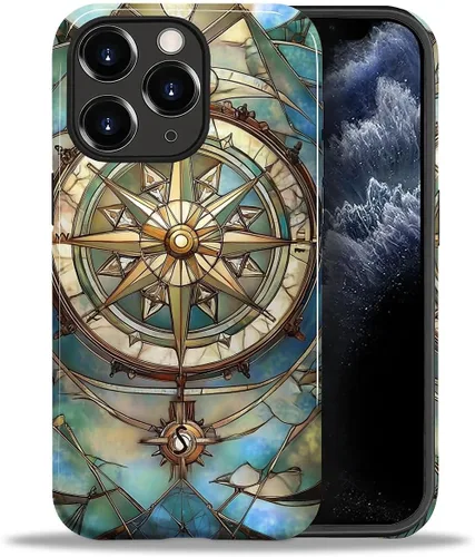 Vista 102 de ZHEGAILIAN Funda para iPhone 11, carcasa dura a prueba de golpes + silicona suave 2 en 1 híbrida, parachoques a prueba de caídas - Vidrio manchado