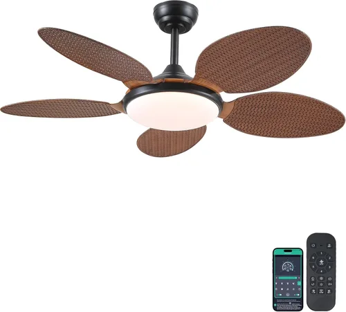 Vista 14 de PHORUS Ventiladores de techo de hoja de palma de 48 pulgadas con luces, ventiladores de techo tropical para exteriores con control remoto
