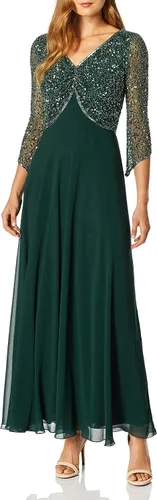 Vista 4 de J Kara Vestido largo de manga 34 con cuello en V para mujer