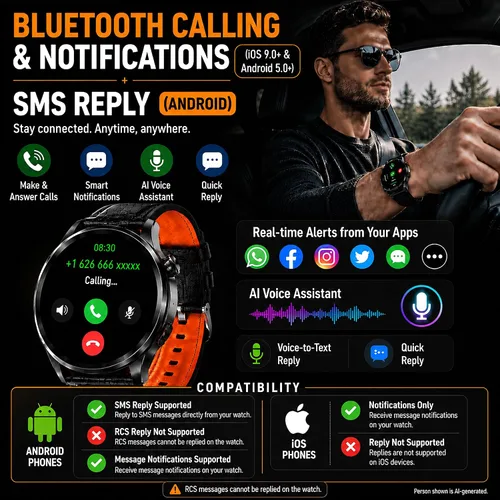 Vista 6 de Smart Watch for Men with GPS, 1.46"AI Smartwatch, BT Call/Text Reply