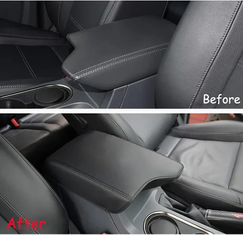 Vista 3 de INTGET Cubierta de Reposabrazos de Consola Central para Accesorios Ford Ranger 2019 2020 2021 2022 2023 Interior de Cuero Cubierta de Consola