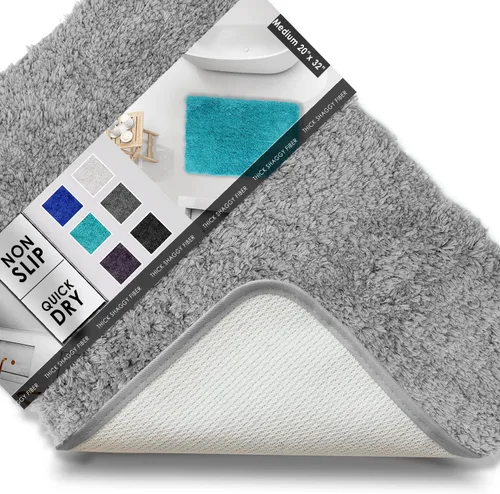 Vista 30 de Clara Clark Alfombras de baño, alfombras de baño ultra suaves y peludas - tapetes de baño para baño, lavable a máquina, base antideslizante de goma