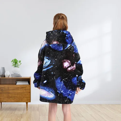 Vista 6 de JAMBHALA Manta de gran tamaño con capucha para niños, sudadera con capucha de franela cálida y esponjosa con bolsillos para niños y adolescentes