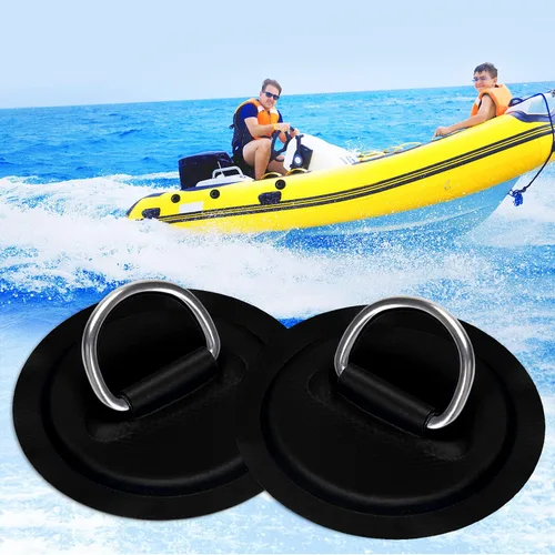 Vista 3 de TOBWOLF 6 Pack Stainless Steel D-Ring Patch for Inflatable Boat Kayak Dinghy SUP, D-Ring PVC Patch Stand-Up Paddleboard Canoe Rafting Accessories