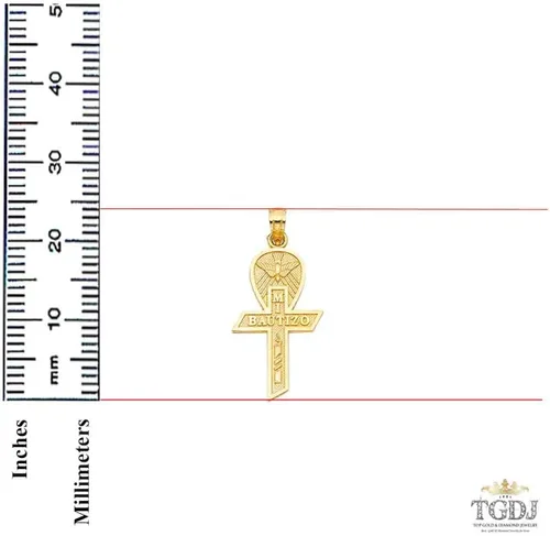 Vista 2 de Colgante de cruz religiosa religiosa de oro amarillo de 14 quilates más