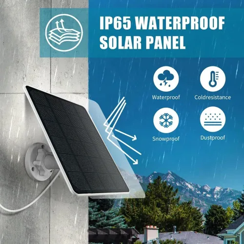 Vista 5 de Cargador de panel solar para cámara de seguridad, puerto USB-C y micro USB para cámara de batería recargable al aire libre, carga rápida de 5V6W