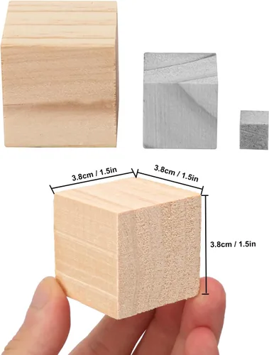 Vista 2 de 80 cubos cuadrados de madera maciza para manualidades, cubo de madera sin terminar de 1.5 pulgadas, bloques de madera para manualidades, cubo