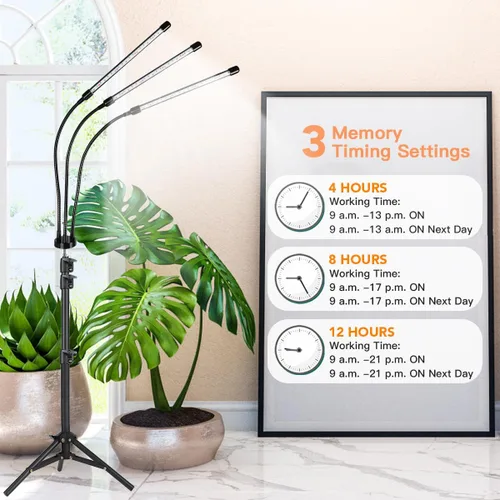 Vista 2 de GHodec Luz de Crecimiento con Soporte, 60 LED 5500K Luz de Planta de Piso de Espectro Completo para Plantas de Interior en Crecimiento, 5 Niveles