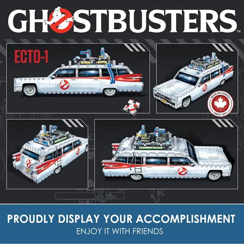 Vista 7 de Wrebbit3D Ghostbusters - Rompecabezas 3D modelo de Ecto 1 280 piezas de rompecabezas Construye el icónico ectomóvil de coche y los fantasmas