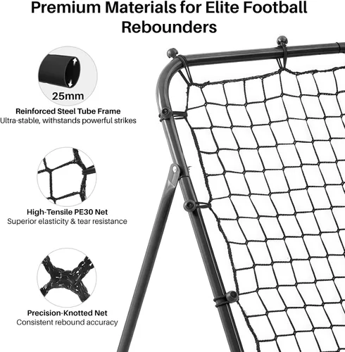 Vista 5 de Red de rebote ajustable para fútbol Entrenador de fútbol con marco de acero Red de rebote plegable portátil para práctica de pases y tiros