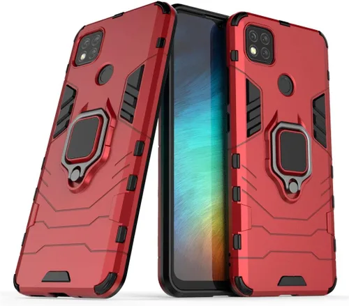 Vista 7 de Compatible con Xiaomi Mi Redmi 9C, Redmi 10A, anillo de metal agarre Kickstand parachoques duro a prueba de golpes