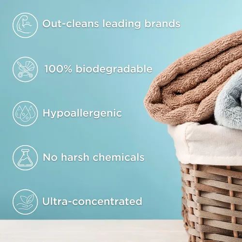 Vista 3 de SANZ Detergente hipoalergénico y biodegradable para ropa – supera a las marcas líderes*, libre y transparente, 64 cargas