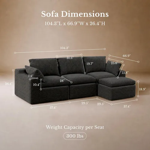 Vista 2 de Maywish Sofá Cloud de 104 pulgadas, sofá modular en forma de L, color gris Gris oscuro