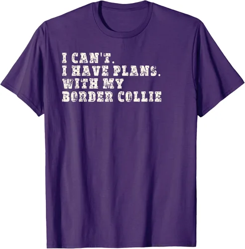 Vista 4 de Camiseta divertida con texto en inglés "I Can't I Have Plans With My Border Collie", Negro