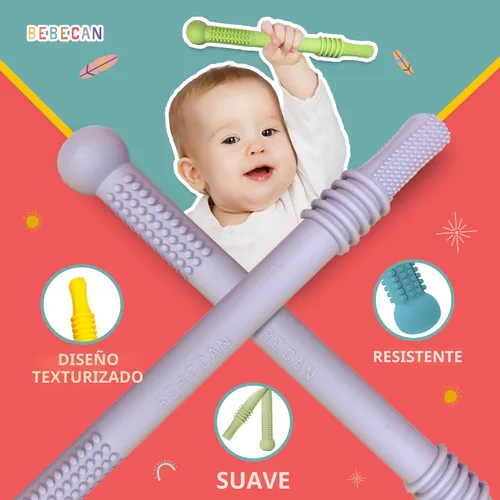 Vista 3 de Bebecan Varillas de dentición para bebés de más de 36 meses – Ayudas de dentición de silicona súper suave, alivio bucal para bebés, molares