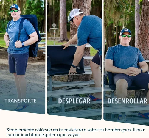 Vista 4 de Alpcour Asiento plegable para estadio – Silla de apoyo para adultos amplios reclinables de lujo para adultos para blanqueadores – Mejor extra grueso