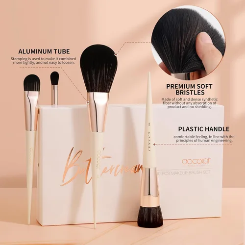 Vista 6 de docolor - Juego de 30 brochas de maquillaje profesionales Kabuki sintéticas de primera calidad, brocha de mezcla para base, polvo facial, rubor
