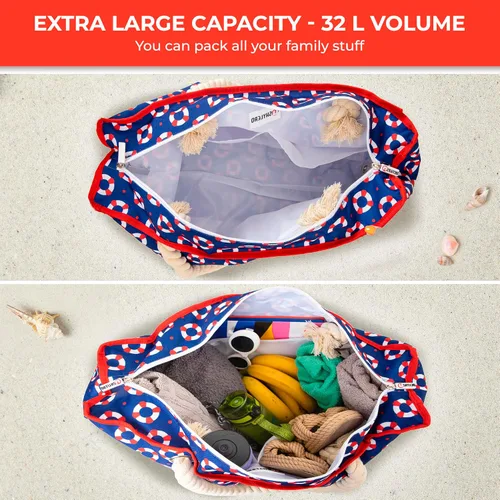 Vista 5 de SHYLERO Bolsa de playa y bolsa de piscina. Tiene bolsa hermética, tonelada de bolsillos. La bolsa de playa tiene cremallera, repelente al agua.