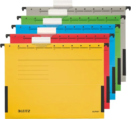 Vista 3 de Leitz Alpha 19863055 - Limas de suspensión con ganchos laterales, 5 unidades, color verde