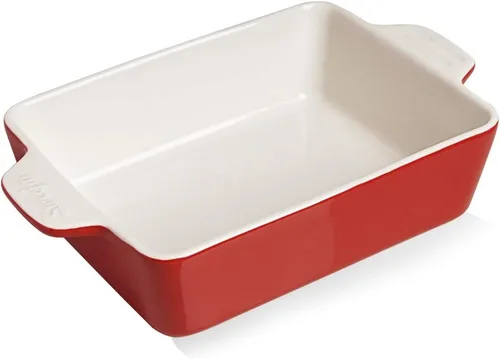 Vista 8 de Sweejar Plato de Cerámica para Hornear, Bandeja Rectangular Pequeña para Hornear con Asas Dobles, 20 Oz para Cocinar, Brownie, Cocina, 6.5 x 4.9 x